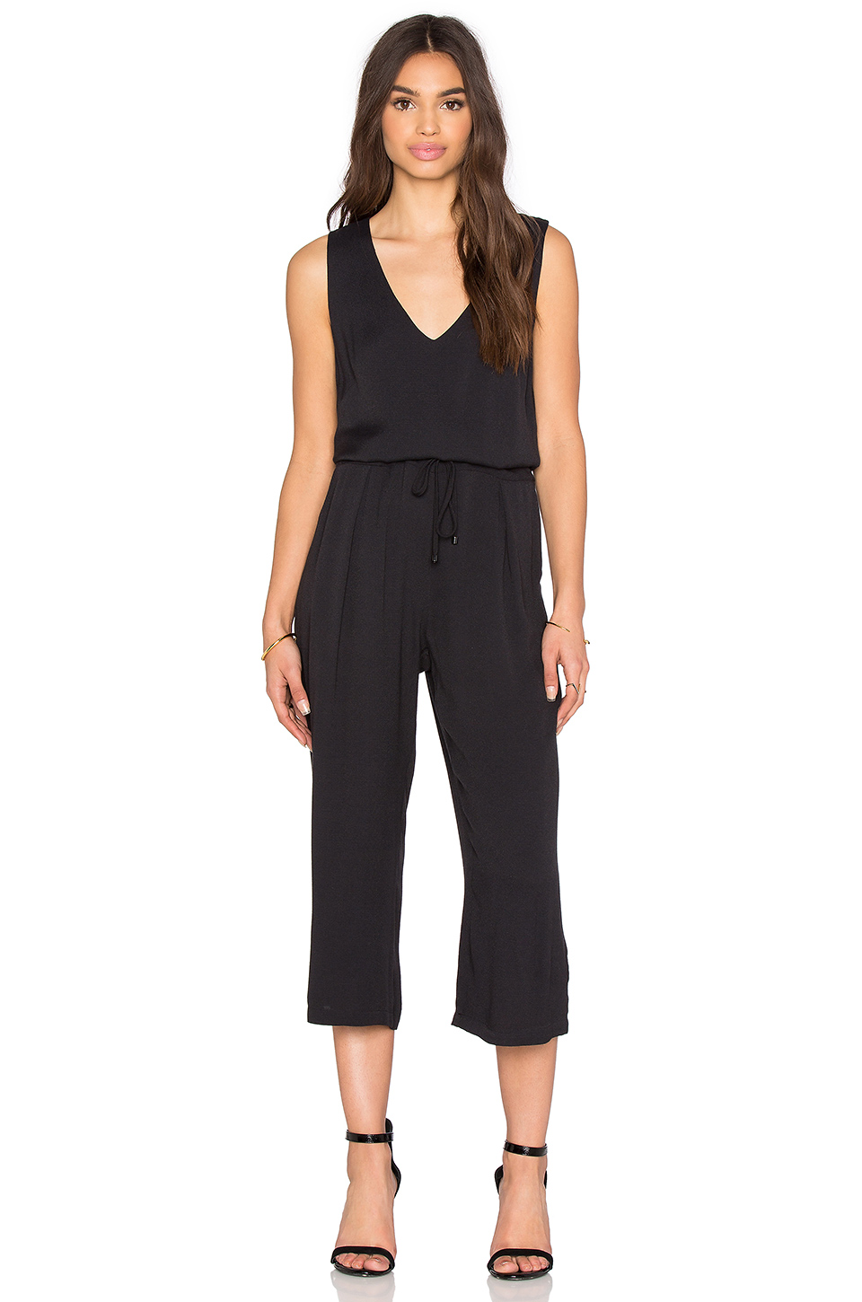 Belted Front Button Up Jumpsuit - Sleeveless Shop rompers and jumpsuits for women in all colors including black and white. Business and casual styles that are cheap in price, high in fashion.