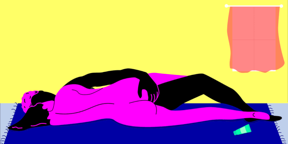 Phase two is fingers. If you are the type who wipes down their cart at Target, either skip phase two, or wear some lubed-up gloves. Lie on your sides facing each other like an X-rated yin and yang symbol, and toy with each other's front-junk while experimenting with a (well-lubed!) finger or two up the bum when things start getting serious. Don't like it? Pull back and try next time. Or don't. With butt sex, you get to make your own rules. 